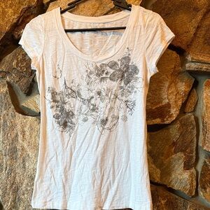 LOFT White Floral Graphic Tee